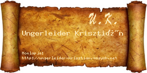 Ungerleider Krisztián névjegykártya